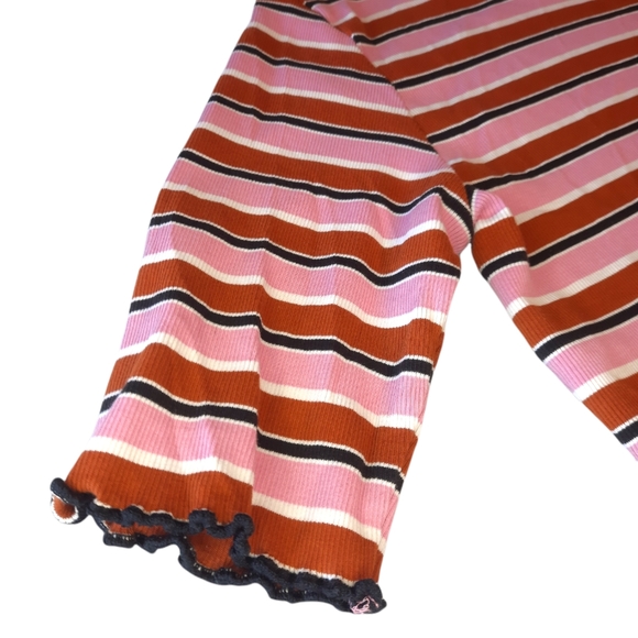 Veronica Beard Nikkie Striped Mock Neck T-shirt in Pink Multi Large - Picture 11 of 12